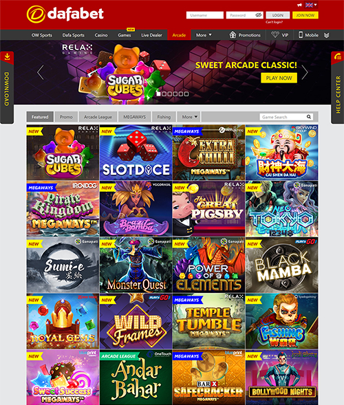 dafa888.com arcade page screenshot