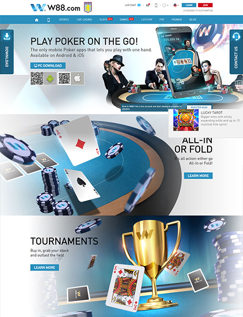 w88live.com poker page screenshot
