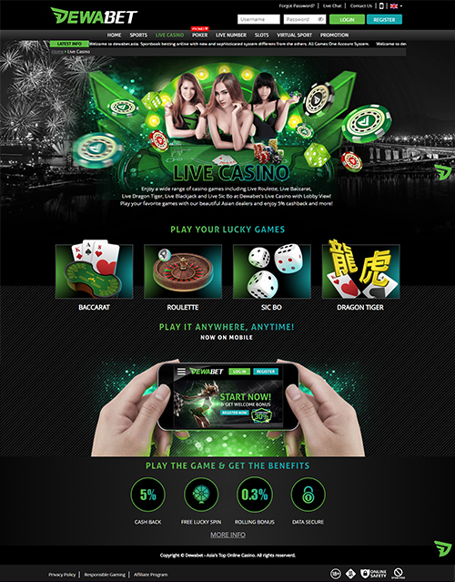 dewamy.com live casino page screenshot