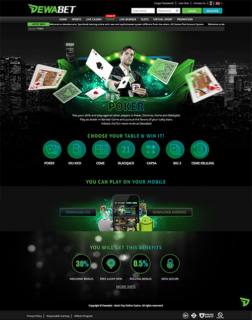 dewamy.com poker page screenshot