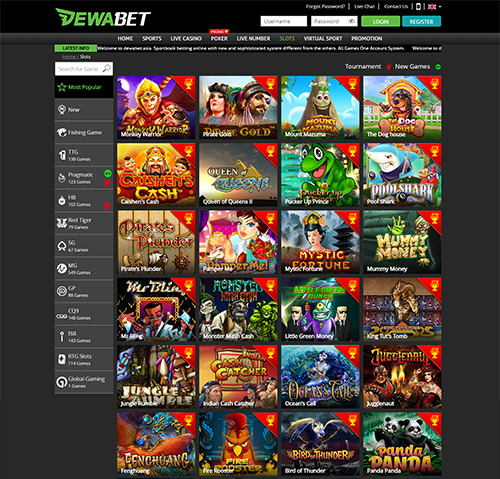 dewamy.com slots page screenshot