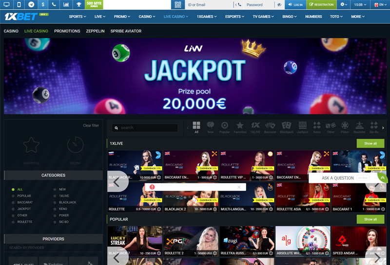 1XBET Products of Live Casino