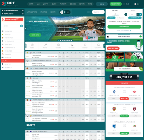 22bet home page